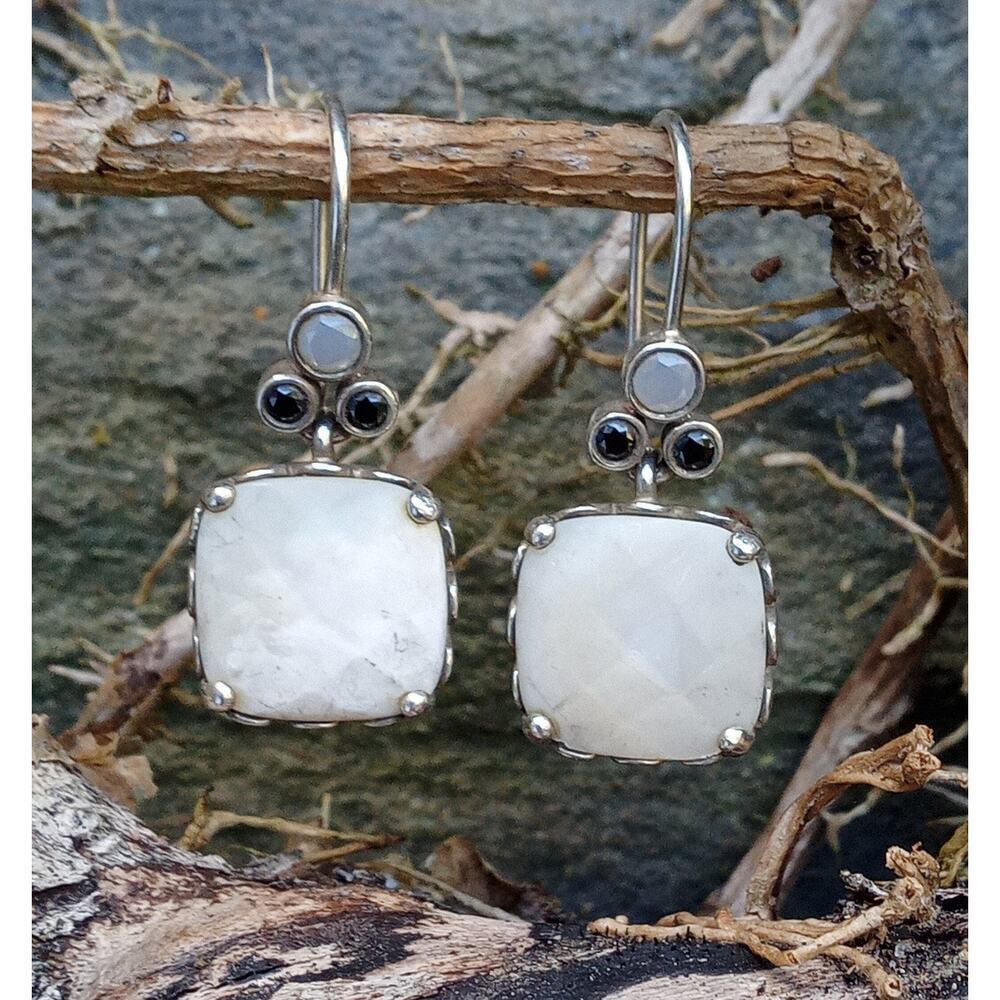 Vintage Pandora Earrings, Sincerity Silver, Mother of Pearl Earrings .925 Silver